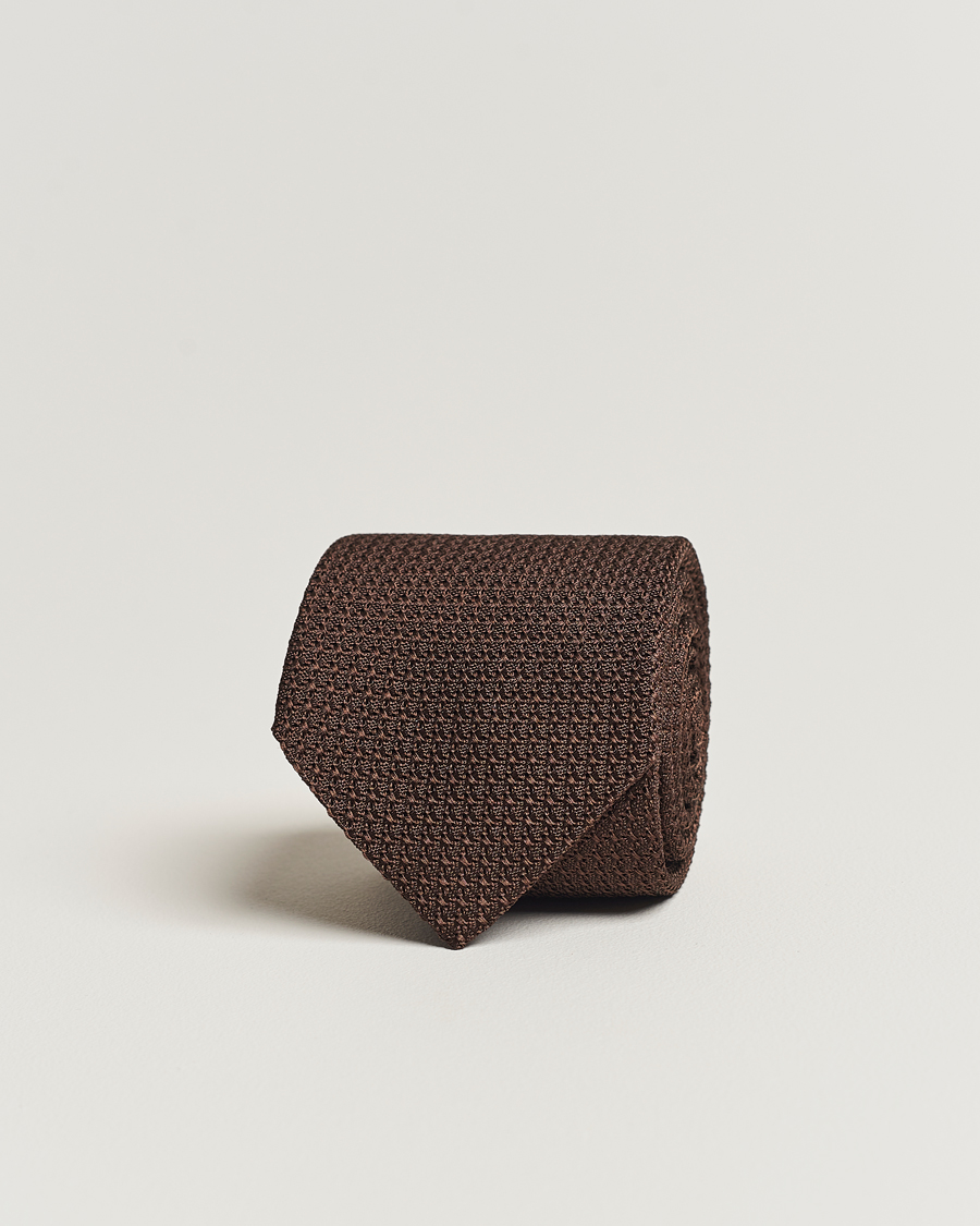 Herr | Slipsar | Amanda Christensen | Silk Grenadine 8 cm Tie Brown