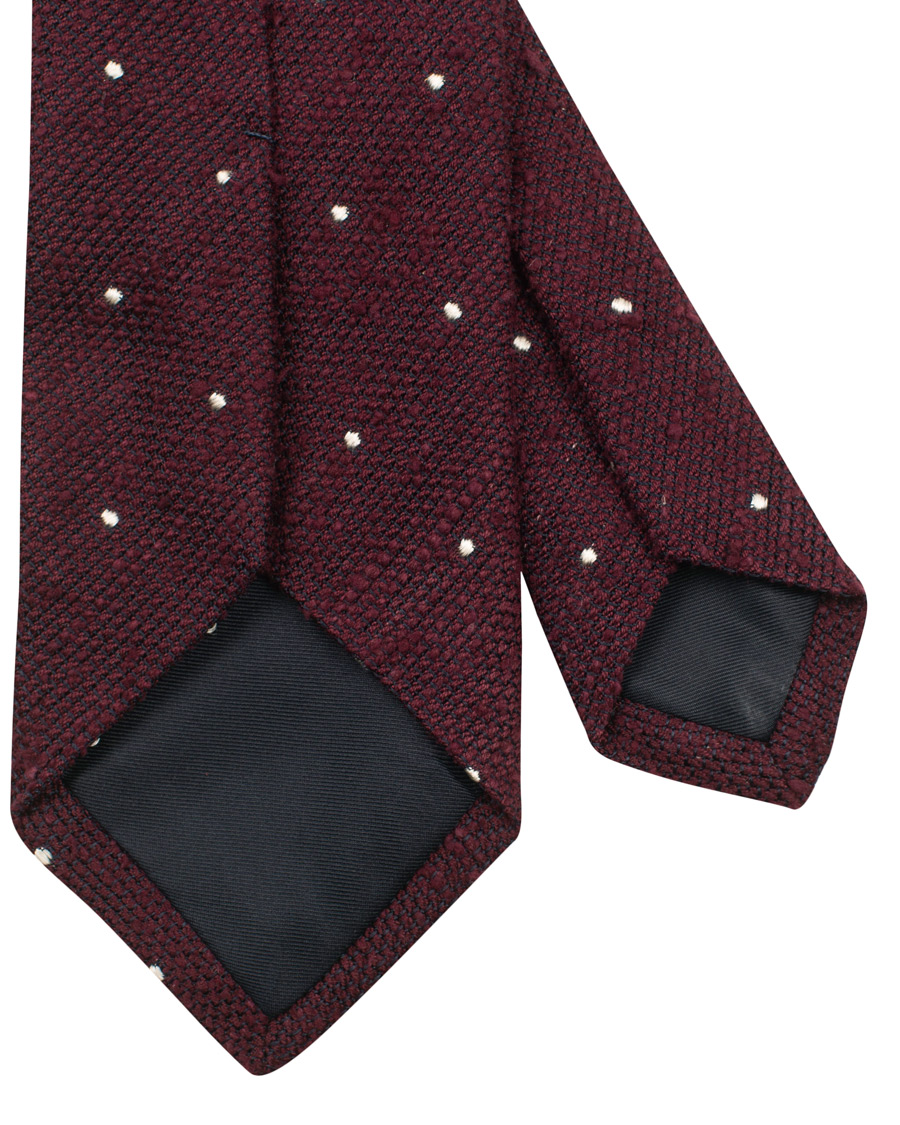 Herr | Drake's Woven Silk Grenadine Dot Tie 8 cm Wine | Drake's | Woven Silk Grenadine Dot Tie 8 cm Wine