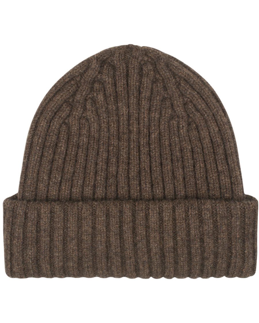 Herr | Drake's Lambswool/Angora Ribbed Hat Brown | Drake's | Lambswool/Angora Ribbed Hat Brown