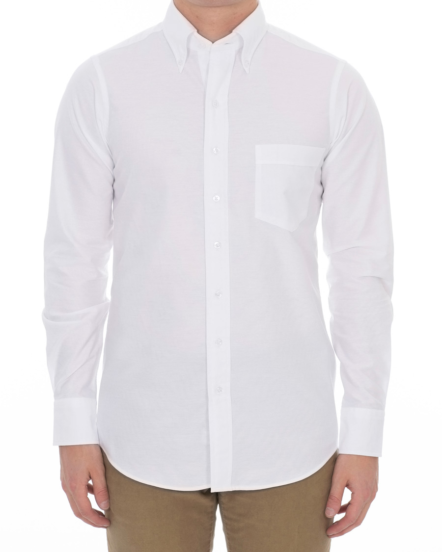 Herr | Skjortor | Drake's | Slim Fit Button Down Shirt White