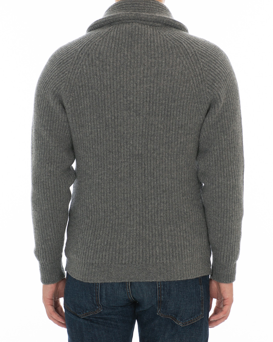 Herr | Tröjor | Drake's | Lambswool Shawl Cardigan Grey