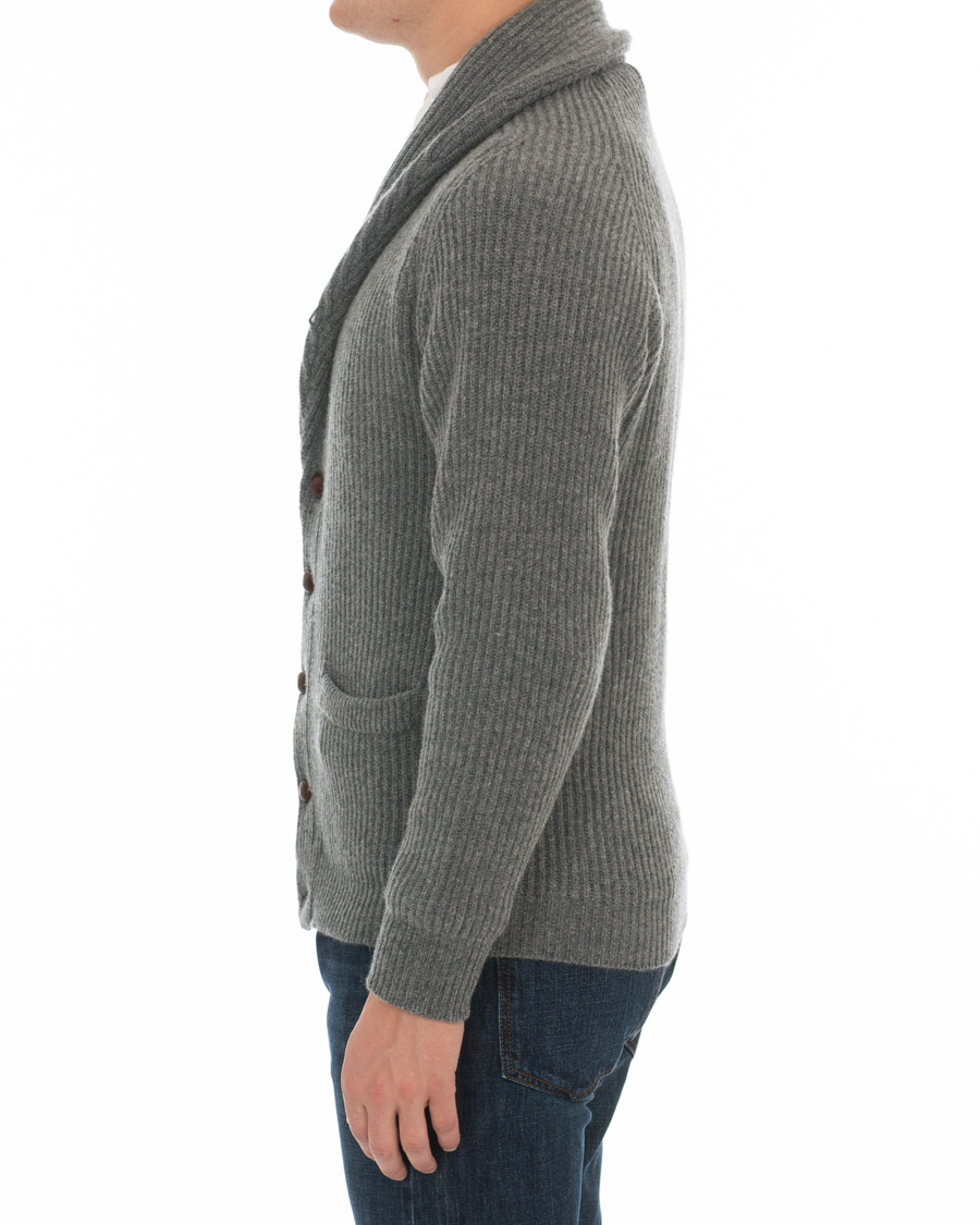 Herr | Tröjor | Drake's | Lambswool Shawl Cardigan Grey