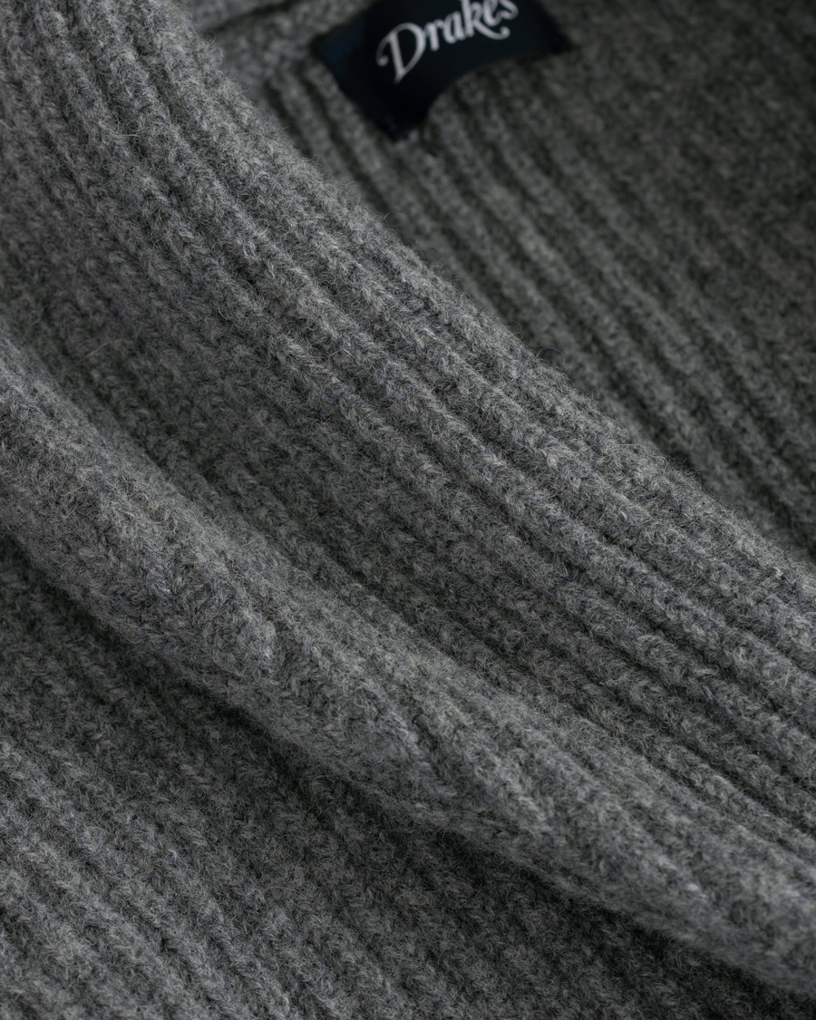 Herr | Tröjor | Drake's | Lambswool Shawl Cardigan Grey