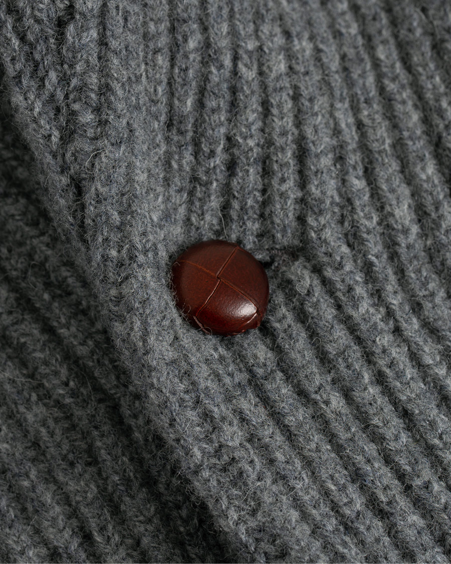 Herr | Tröjor | Drake's | Lambswool Shawl Cardigan Grey