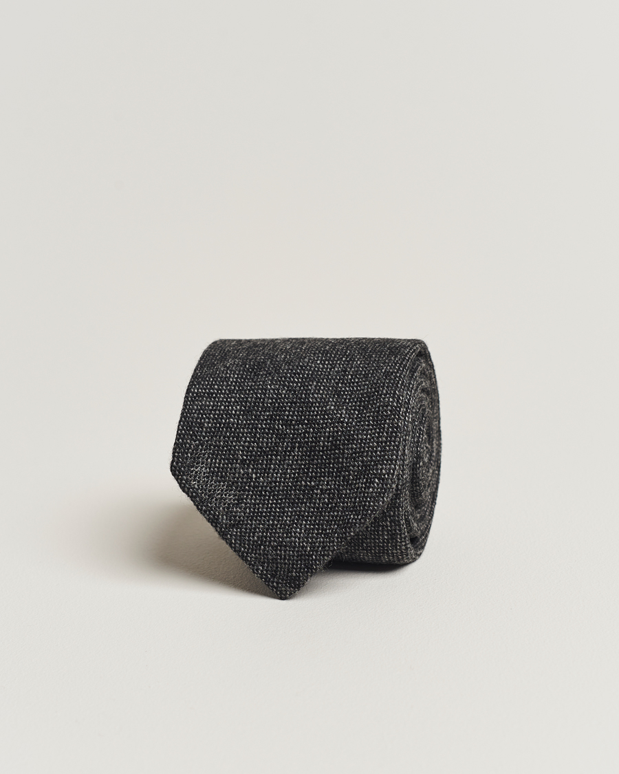 Herr | Drake's Cashmere 8 cm Tie Grey/Black | Drake's | Cashmere 8 cm Tie Grey/Black