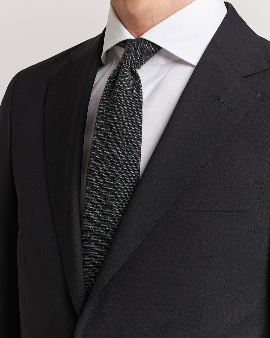Herr |  | Drake's | Cashmere 8 cm Tie Grey/Black