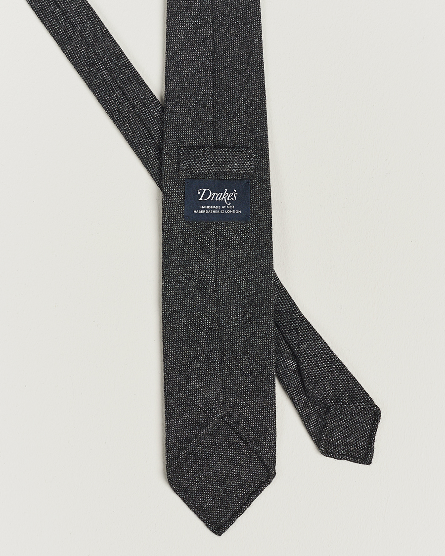 Herr | Drake's Cashmere 8 cm Tie Grey/Black | Drake's | Cashmere 8 cm Tie Grey/Black