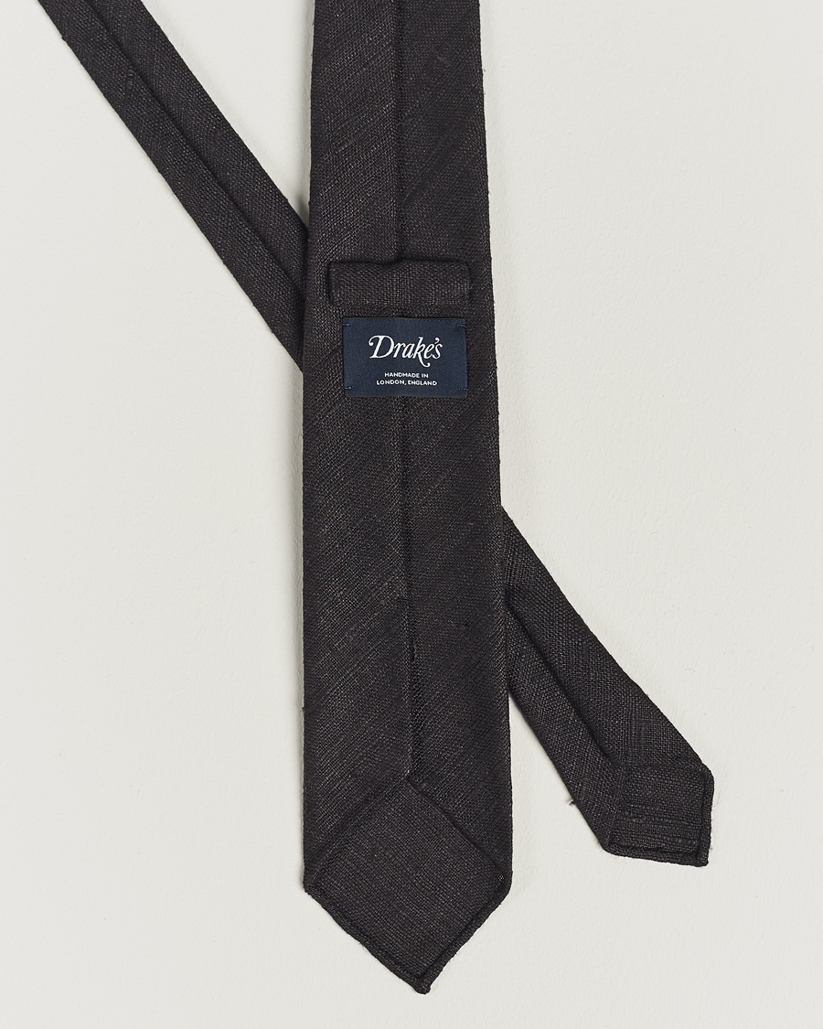 Herr | Drake's | Drake's | Tussah Silk Handrolled 8 cm Tie Black