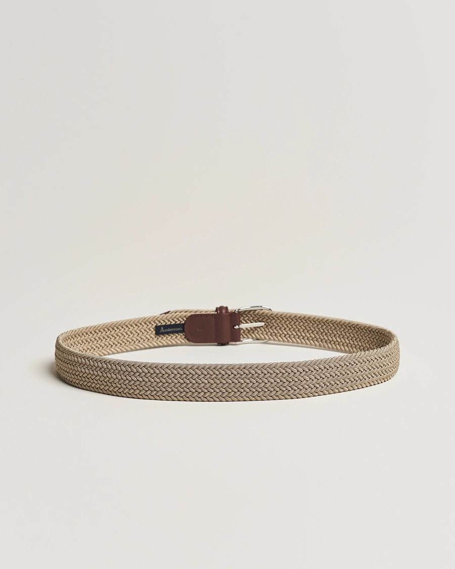 Herr | Italian Department | Anderson's | Stretch Woven 3,5 cm Belt Beige