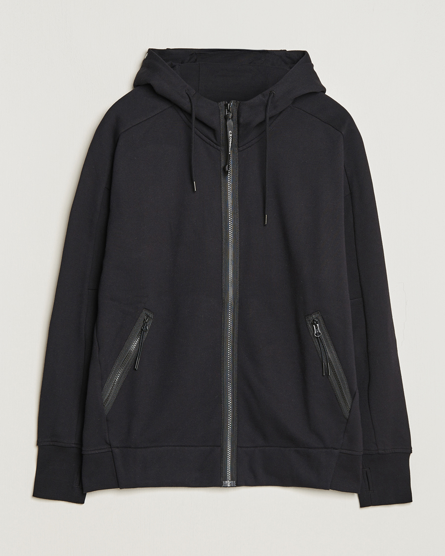 Herr | Tröjor | C.P. Company | Diagonal Raised Fleece Full Zip Goggle Hoodie Black