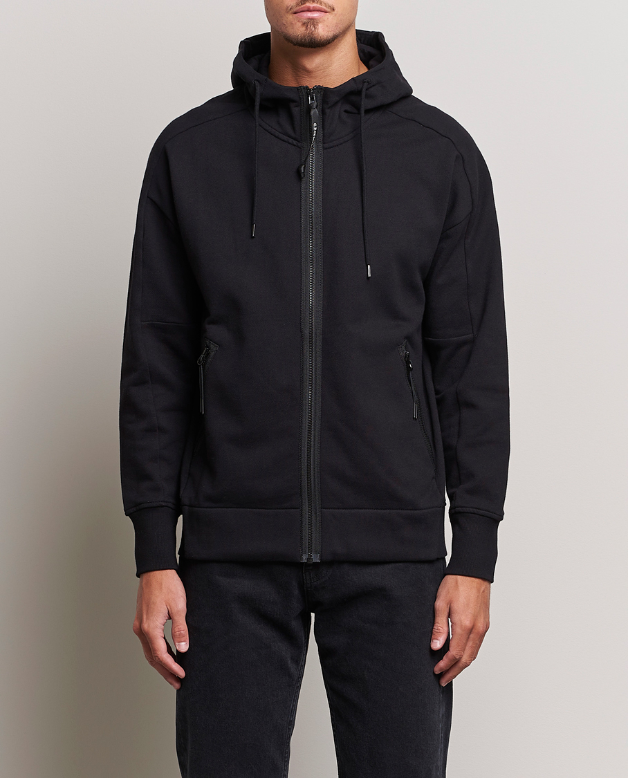 Herr | Contemporary Creators | C.P. Company | Diagonal Raised Fleece Full Zip Goggle Hoodie Black