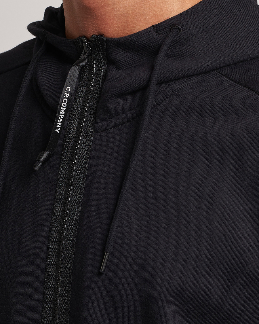 Herr | Tröjor | C.P. Company | Diagonal Raised Fleece Full Zip Goggle Hoodie Black