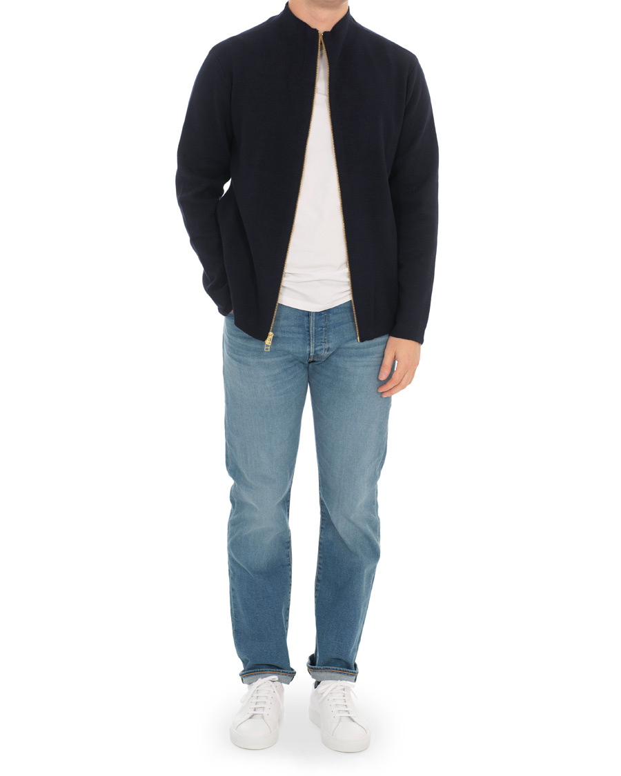 Herr | Tröjor | Filippa K | Leon Wool/Cotton Full Zip Cardigan Navy