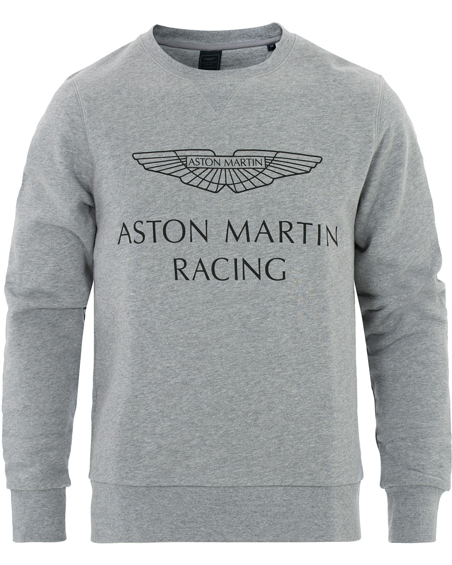 Herr | Tröjor | Hackett | Aston Martin Print Crew Neck Grey Marl