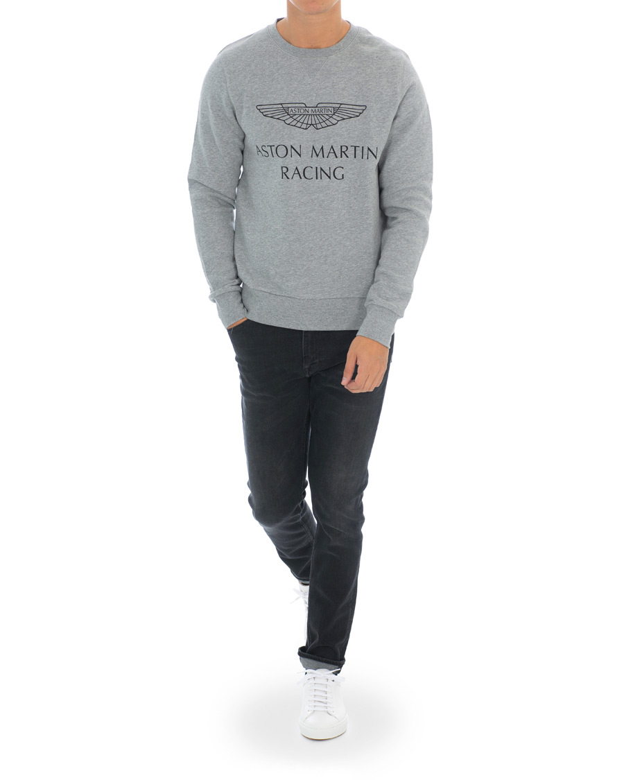 Herr | Tröjor | Hackett | Aston Martin Print Crew Neck Grey Marl