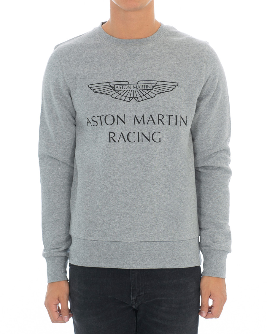 Herr | Tröjor | Hackett | Aston Martin Print Crew Neck Grey Marl