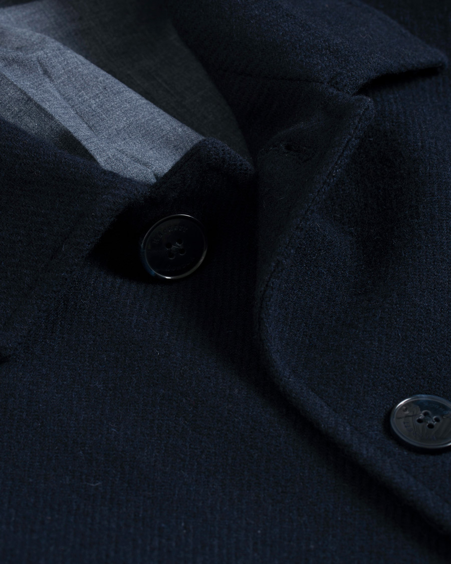 Herr | Jackor | Hackett | Washed Wool Twill Coat Navy