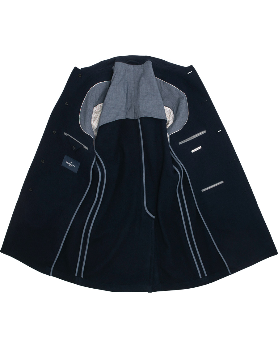 Herr | Jackor | Hackett | Washed Wool Twill Coat Navy