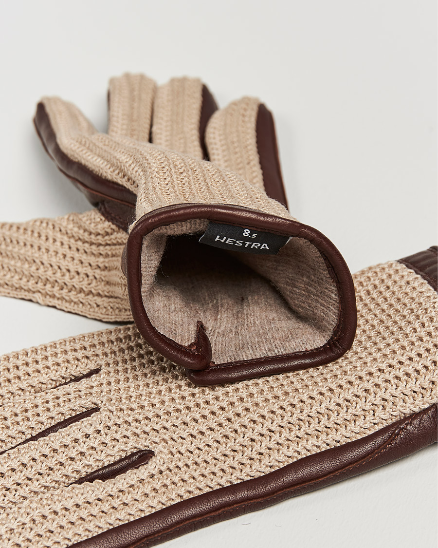 Herr | Under 1000 | Hestra | Adam Crochet Wool Lined Glove Chestnut/Beige