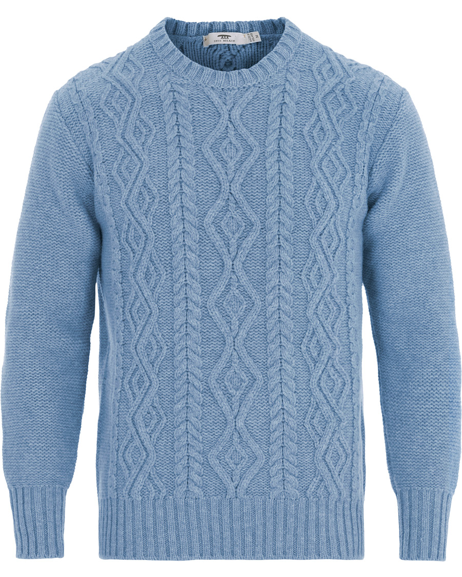 Herr | Tröjor | Inis Meáin | Aran Beack Sweater Sky Blue