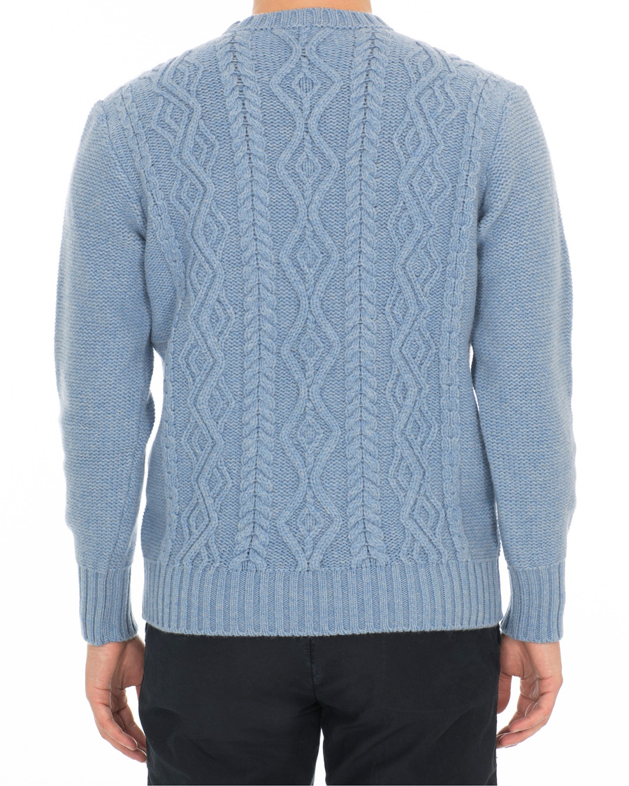 Herr | Tröjor | Inis Meáin | Aran Beack Sweater Sky Blue