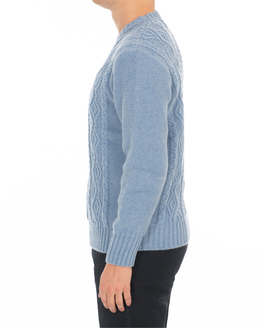 Herr | Tröjor | Inis Meáin | Aran Beack Sweater Sky Blue