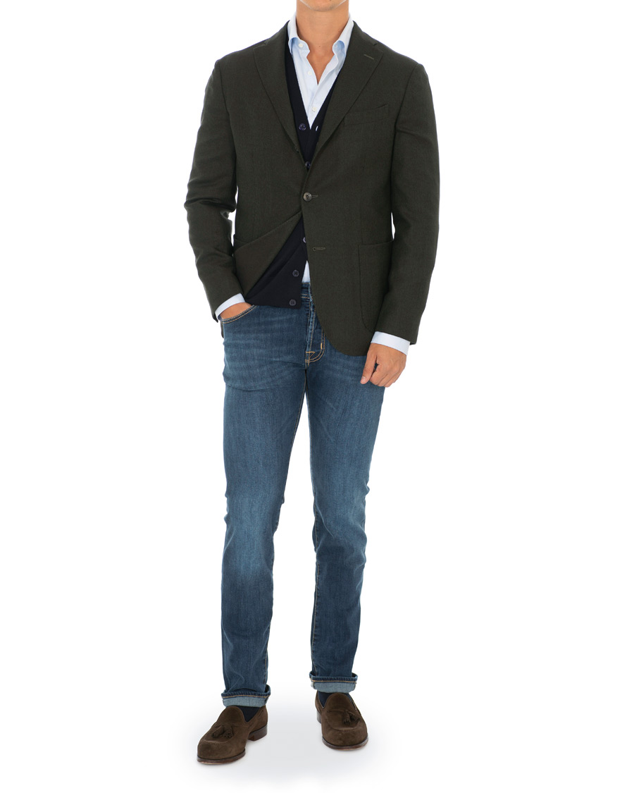 Herr | Kavajer | Boglioli | K Jacket Wool Hopsack Blazer Dark Green