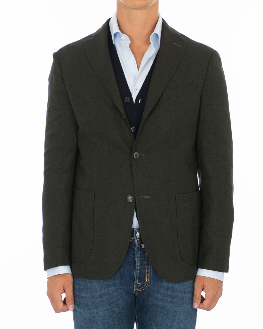 Herr | Kavajer | Boglioli | K Jacket Wool Hopsack Blazer Dark Green