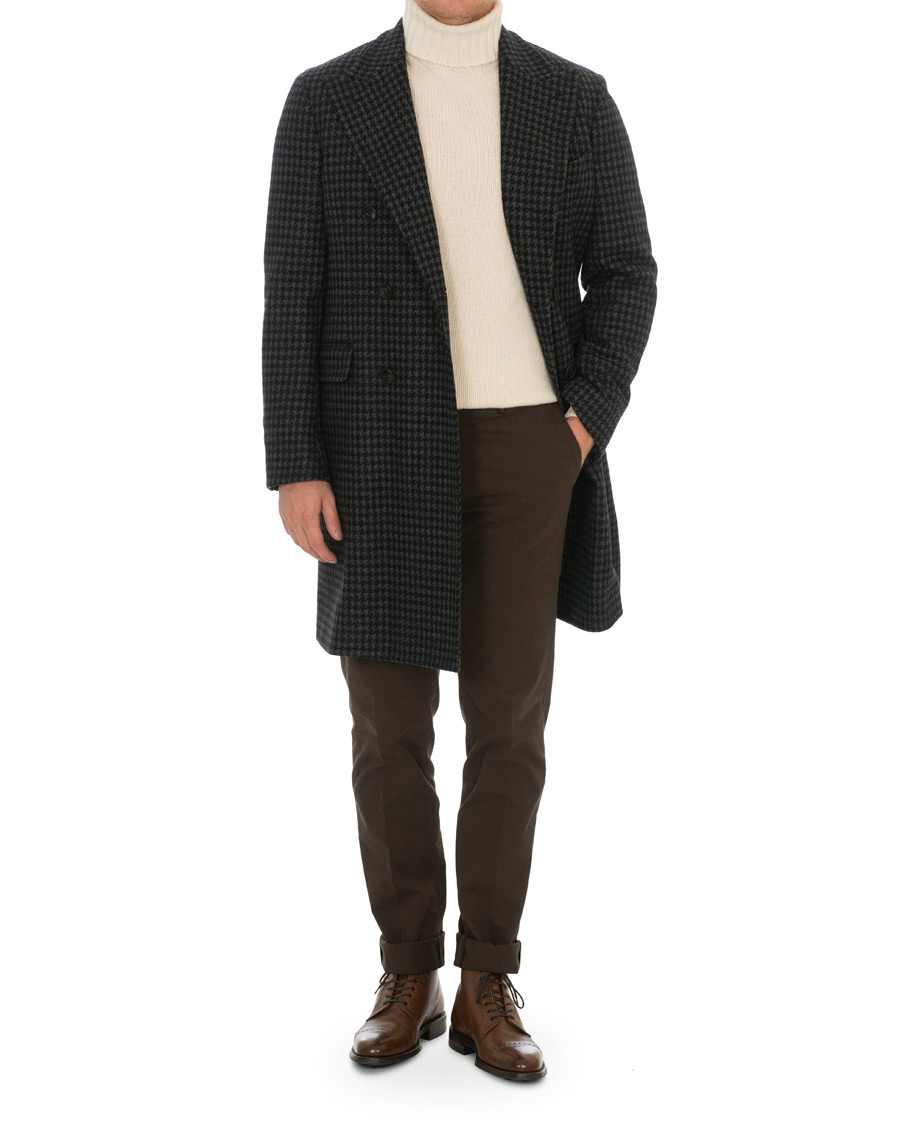 Herr | Jackor | Boglioli | K Jacket Double Breasted Houndstooth Coat Dark Grey