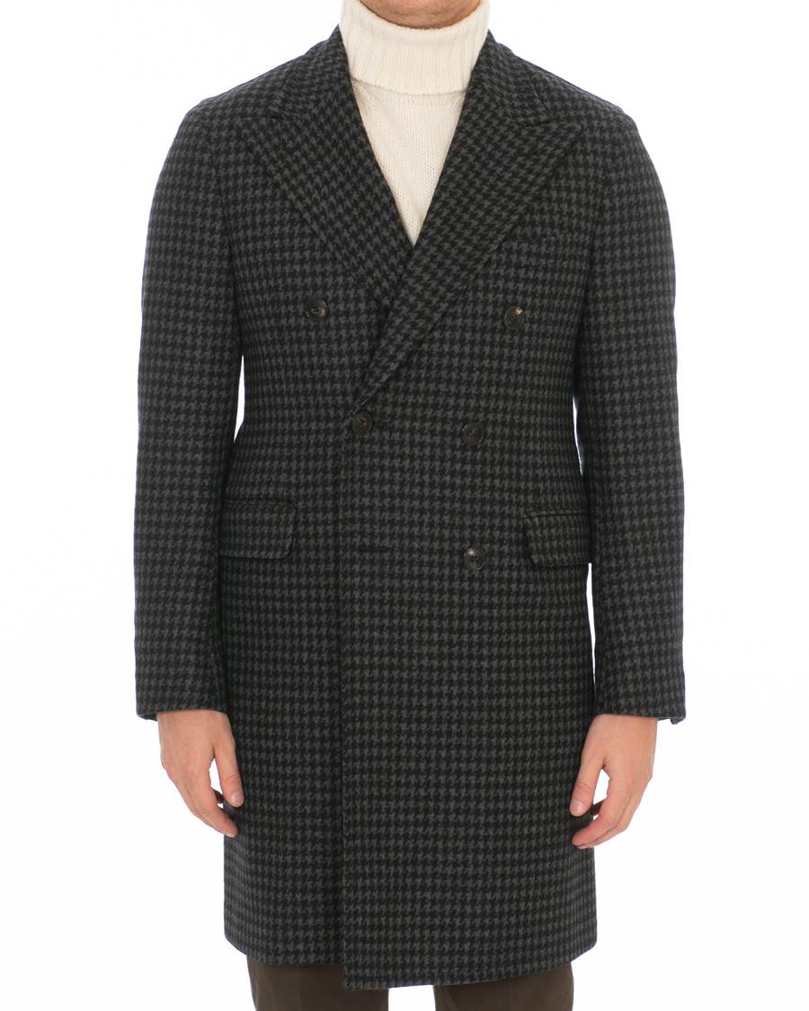 Herr | Jackor | Boglioli | K Jacket Double Breasted Houndstooth Coat Dark Grey