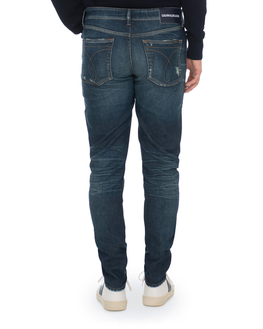 Herr | Jeans | Calvin Klein Jeans | Slim Tapered Shredded Jeans Mid Blue