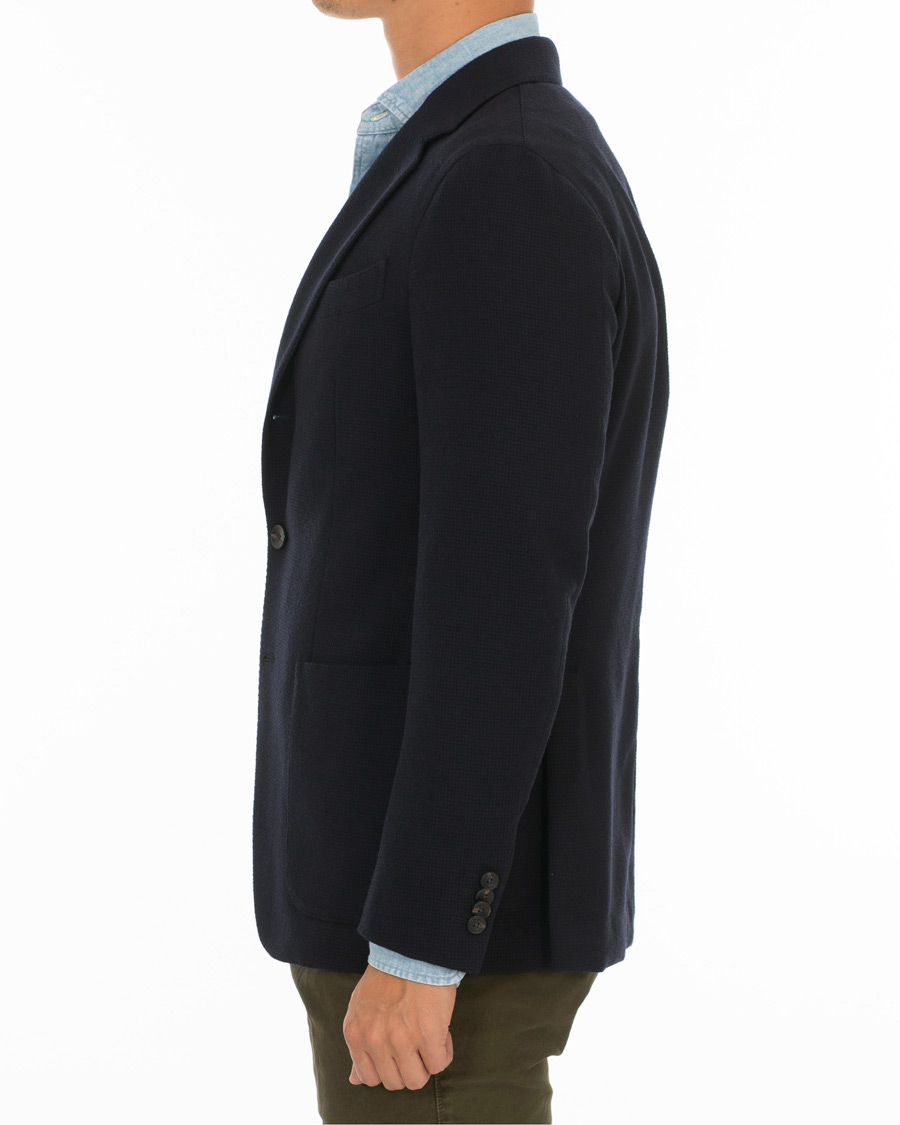 Herr | Kavajer | Caruso | Butterfly Textured Wool Blazer Navy
