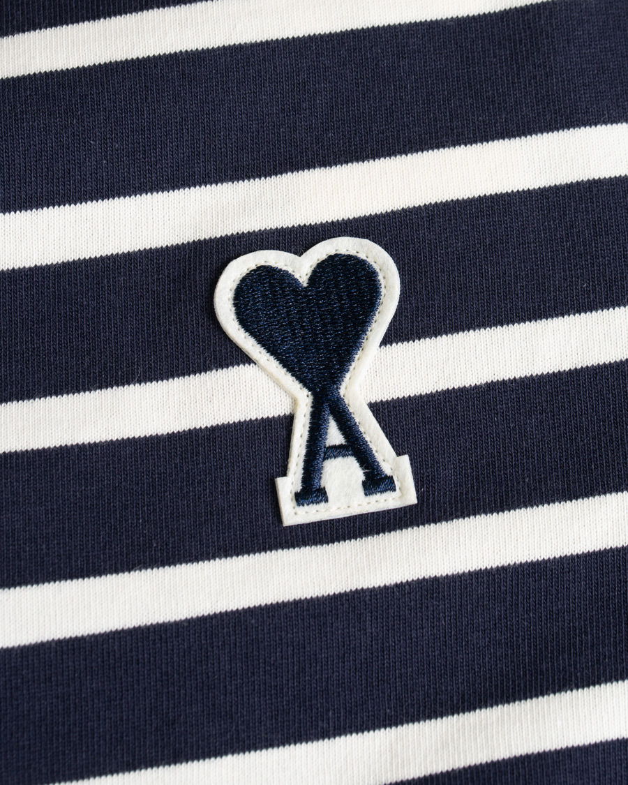 Herr | T-Shirts | AMI | Striped Long Sleeve Tee Ecru/Marine