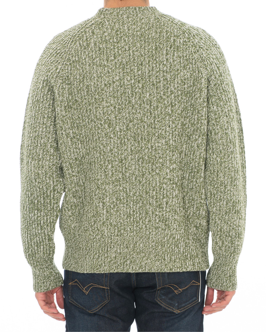 Herr | Tröjor | AMI | Mouline Ribbed Crew Neck Sweater Green/White