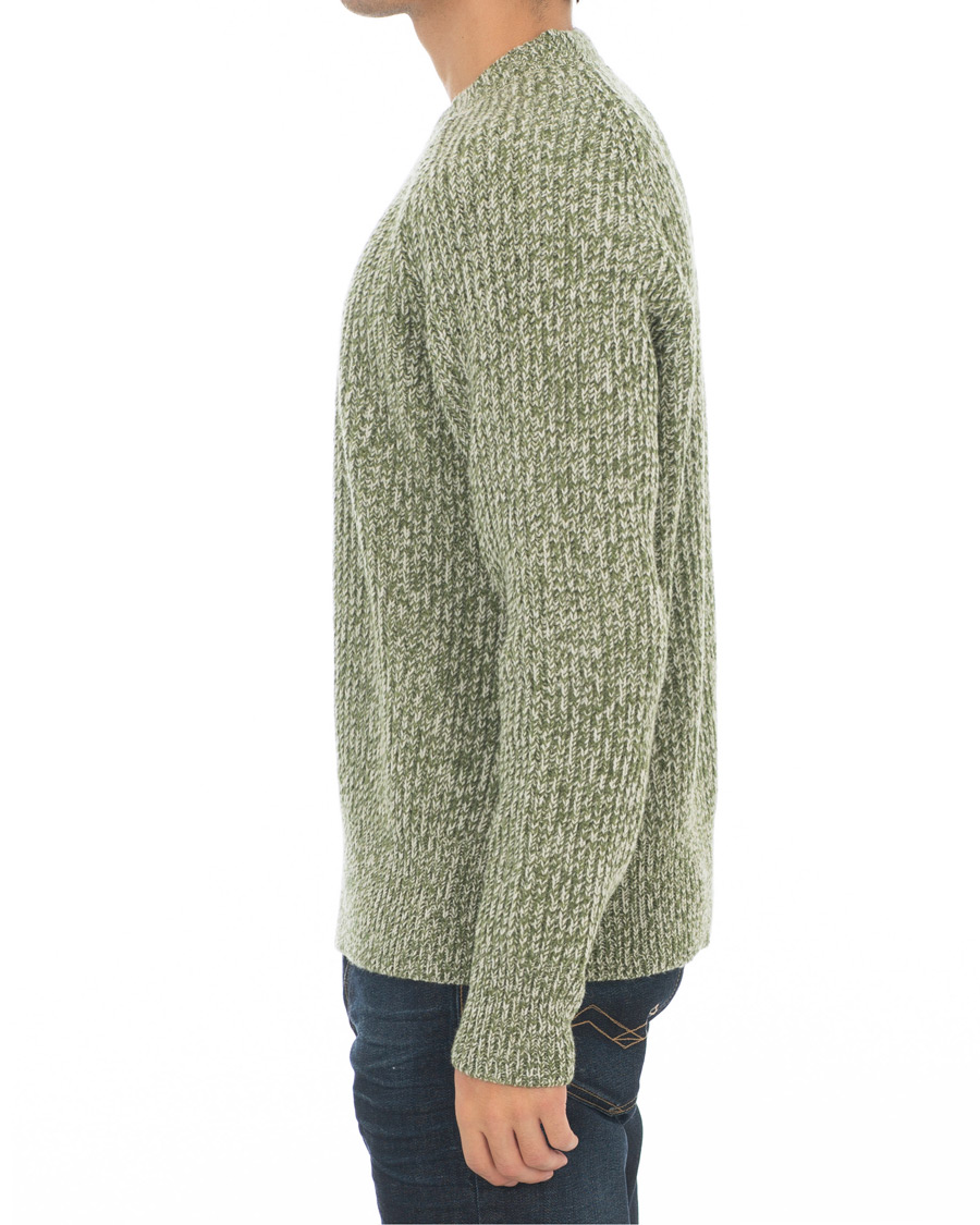 Herr | Tröjor | AMI | Mouline Ribbed Crew Neck Sweater Green/White