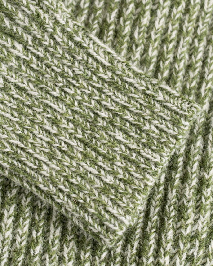 Herr | Tröjor | AMI | Mouline Ribbed Crew Neck Sweater Green/White