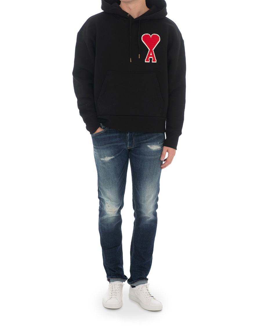 Herr | Tröjor | AMI | Large Heart Logo Hoodie Black