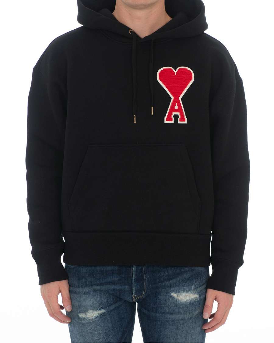 Herr | Tröjor | AMI | Large Heart Logo Hoodie Black