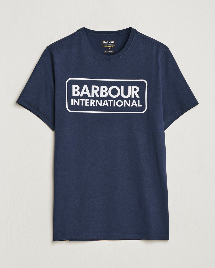 Herr | T-Shirts | Barbour International | Large Logo Crew Neck Tee Navy