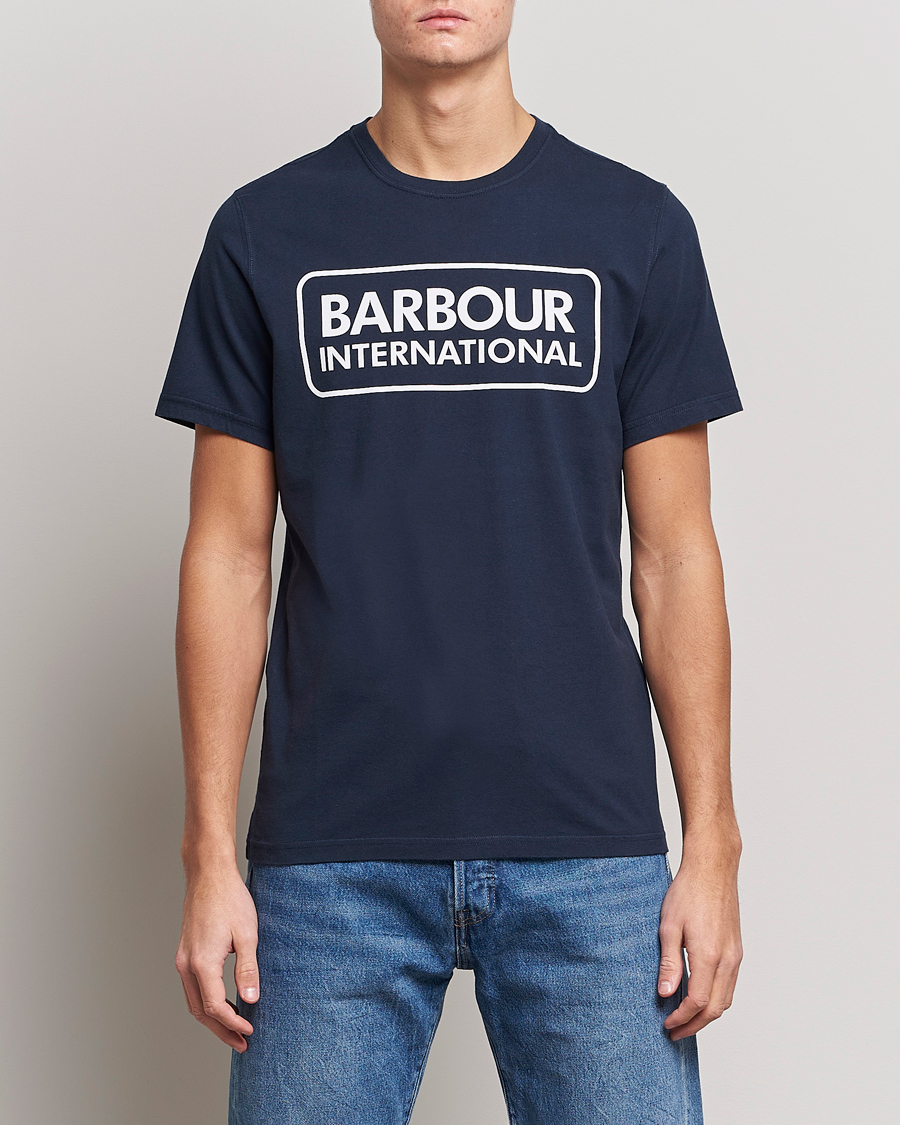 Herr | T-Shirts | Barbour International | Large Logo Crew Neck Tee Navy