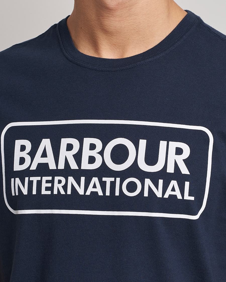 Herr | T-Shirts | Barbour International | Large Logo Crew Neck Tee Navy
