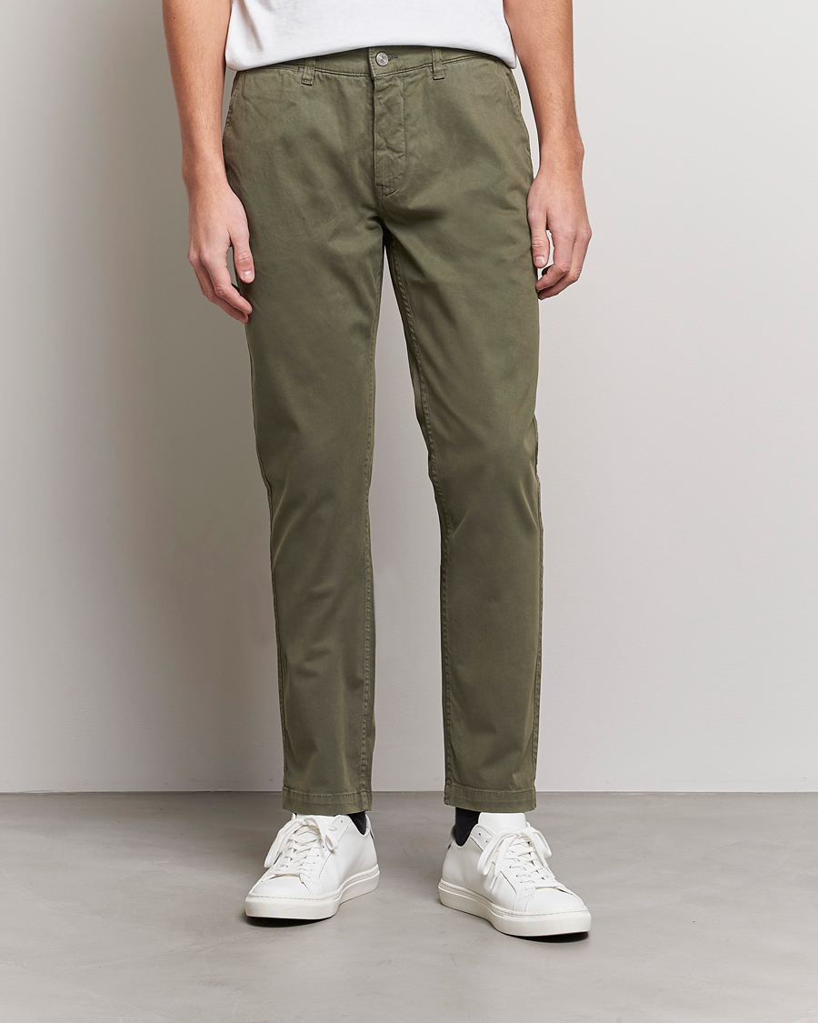 Herr | Byxor | NN07 | Marco Slim Fit Stretch Chinos Army Green