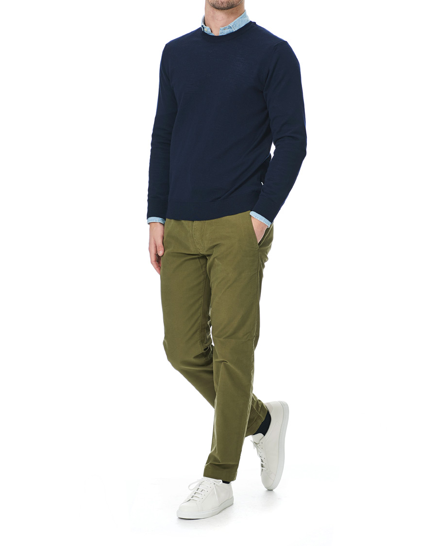 Herr | Byxor | NN07 | Steven Regular Fit Stretch Chinos Moss Green