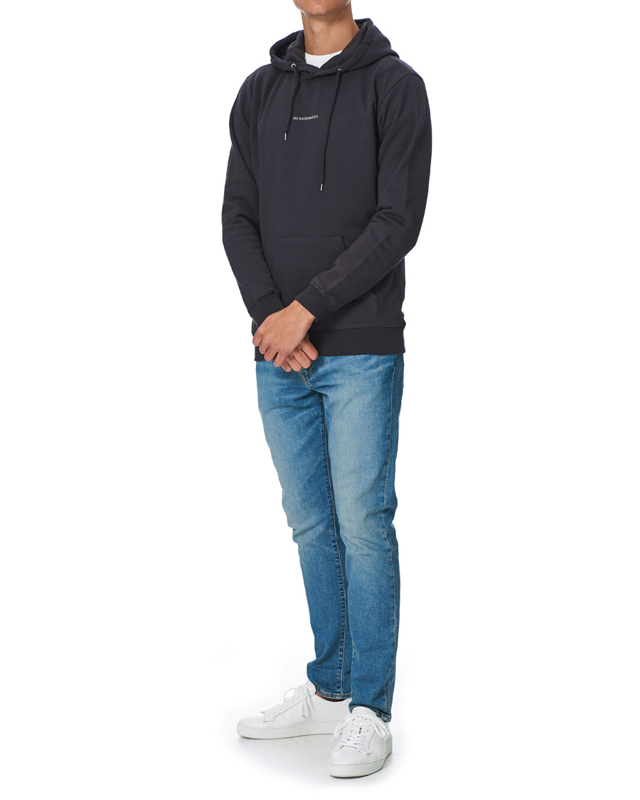 Herr | Tröjor | NN07 | Barrow Printed Hoodie Navy Blue