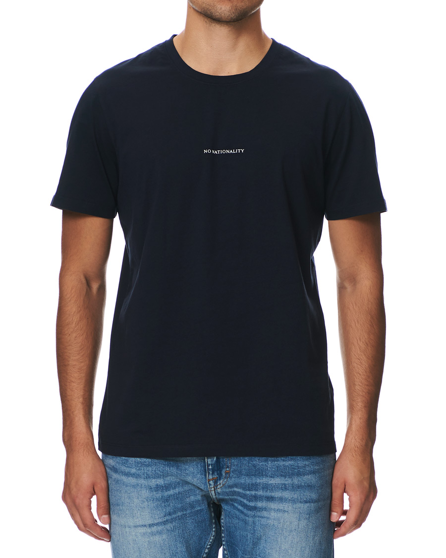 Herr | T-Shirts | NN07 | Ethan Printed Crew Neck Tee Navy Blue