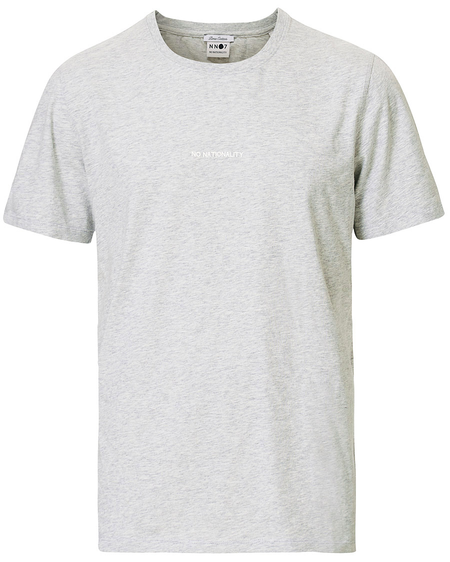 Herr | T-Shirts | NN07 | Ethan Printed Crew Neck Tee Light Grey Melange