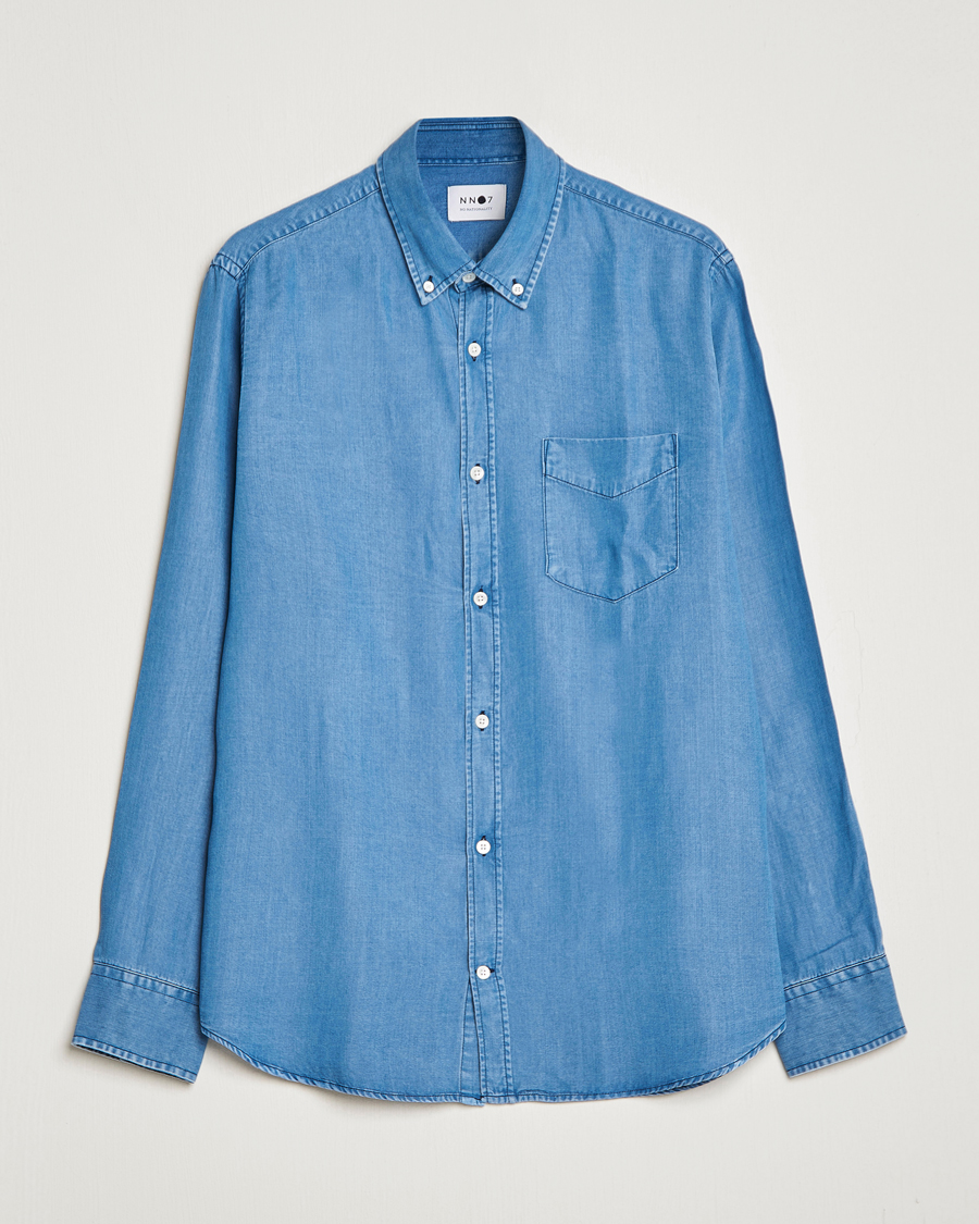 Herr | Skjortor | NN07 | Levon Tencel Denim Shirt Light Blue