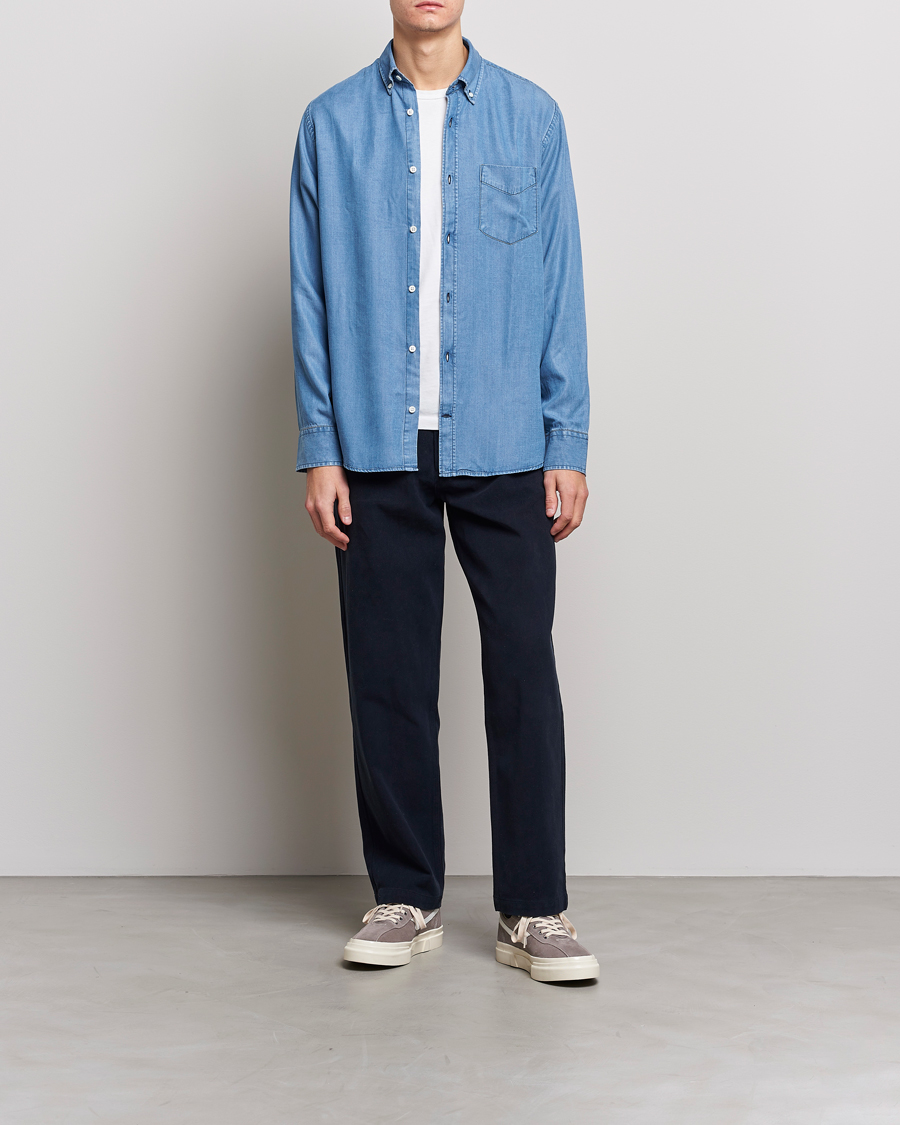 Herr | Skjortor | NN07 | Levon Tencel Denim Shirt Light Blue