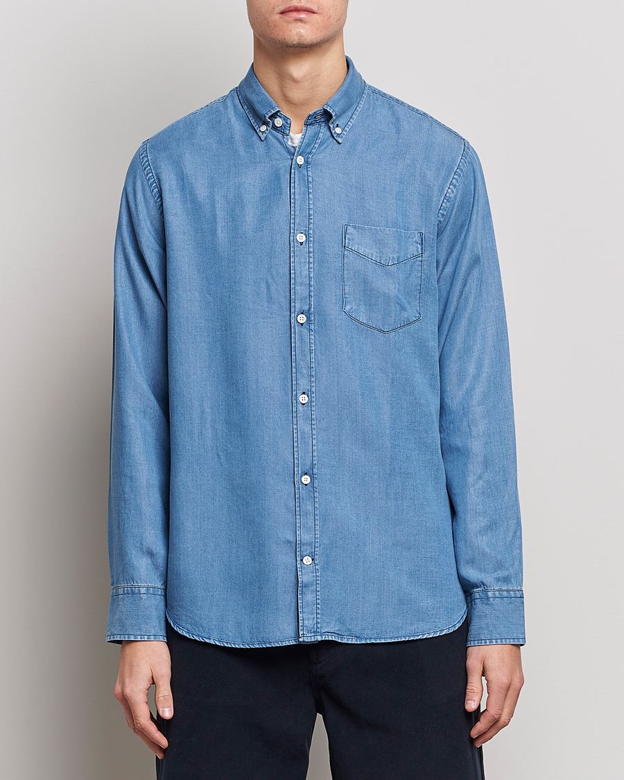 Herr | Wardrobe basics | NN07 | Levon Tencel Denim Shirt Light Blue