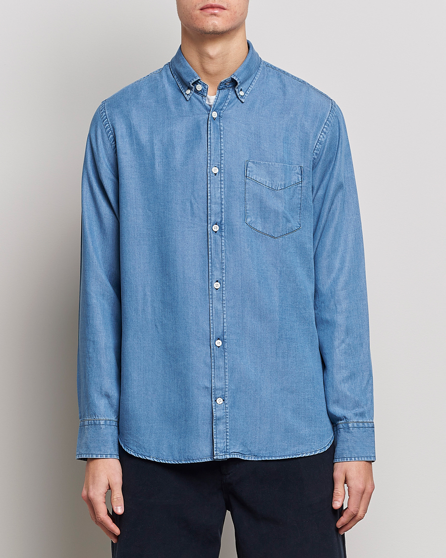 Herr | Skjortor | NN07 | Levon Tencel Denim Shirt Light Blue